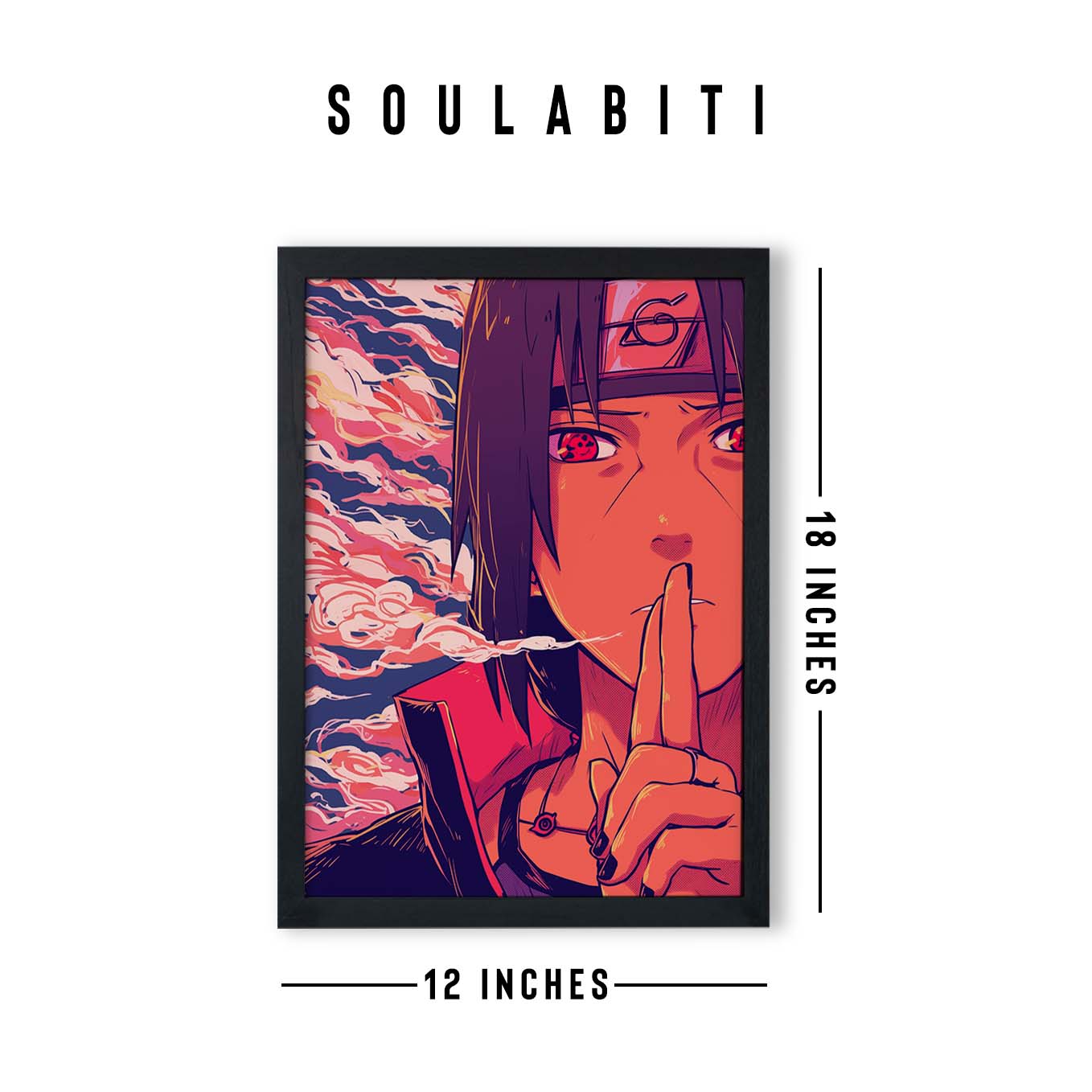 Itachi Uchiha Ninja Poster art framed 12x18-Inch, Plexi-Glass