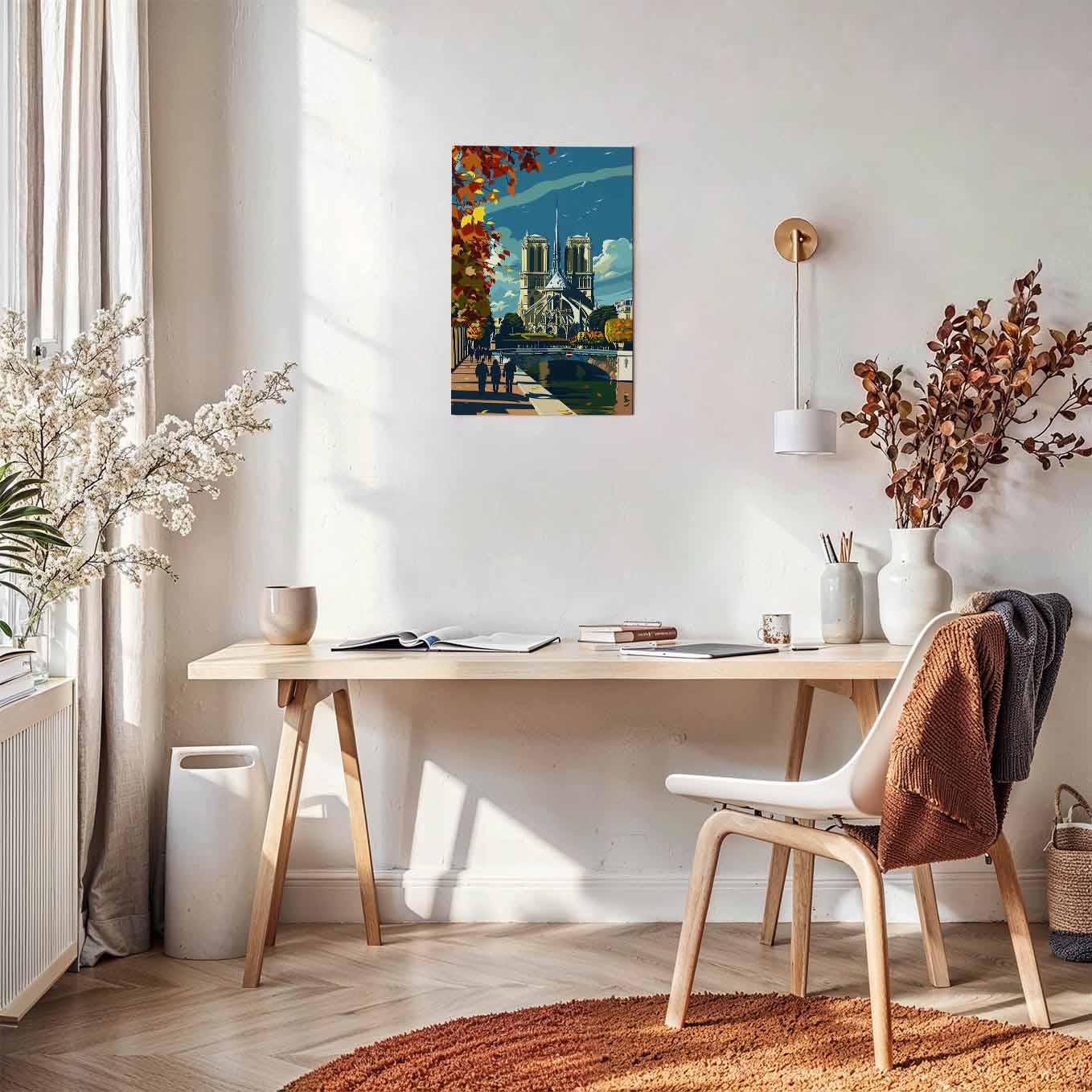 Notre Dame Cathedral Paris Poster - European City 370 GSM with Double Side Tape Ready to Stick Wall Decor