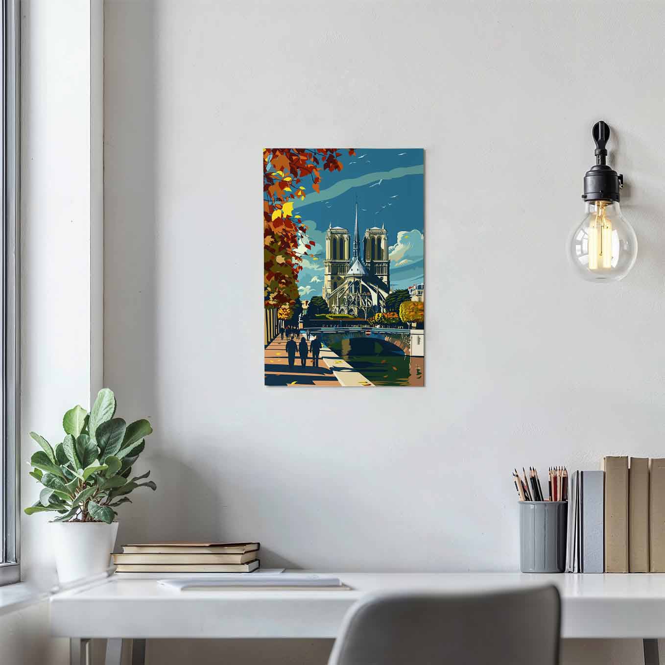Notre Dame Cathedral Paris Poster - European City 370 GSM with Double Side Tape Ready to Stick Wall Decor