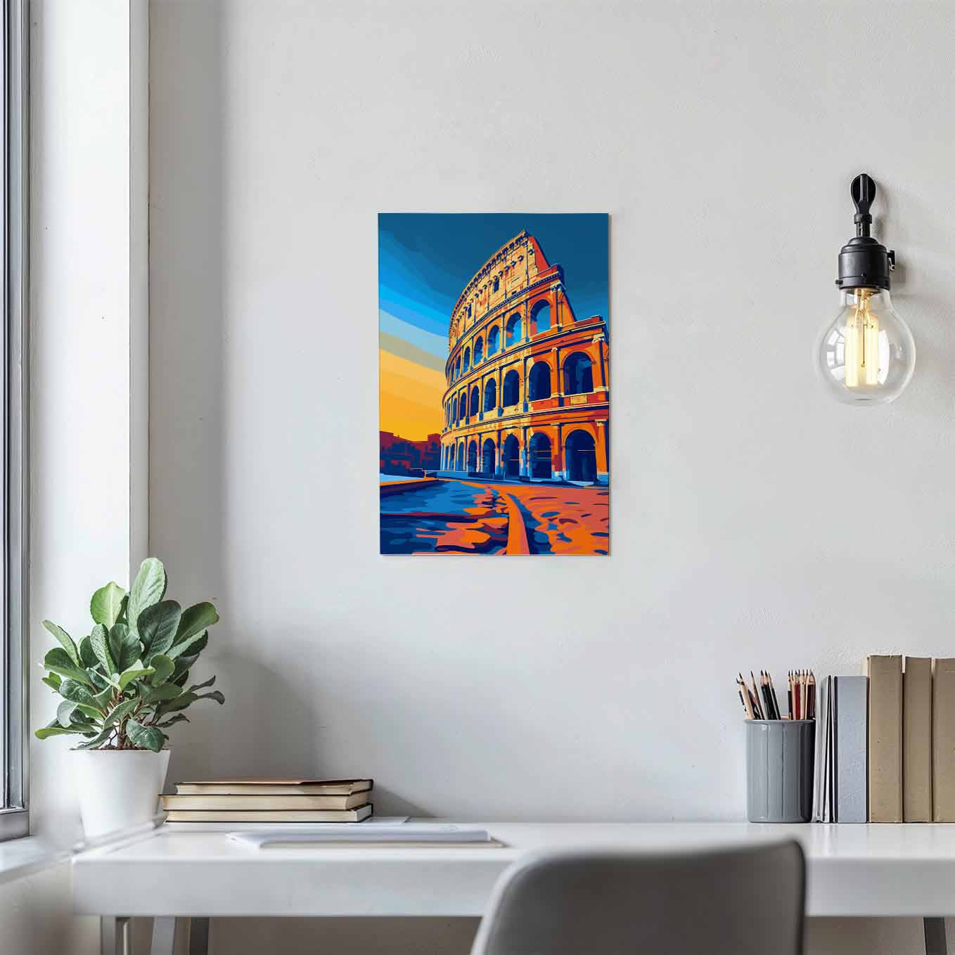 Rome Colosseum Poster - European Landmark 370 GSM with Double Side Tape Ready to Stick Wall Decor