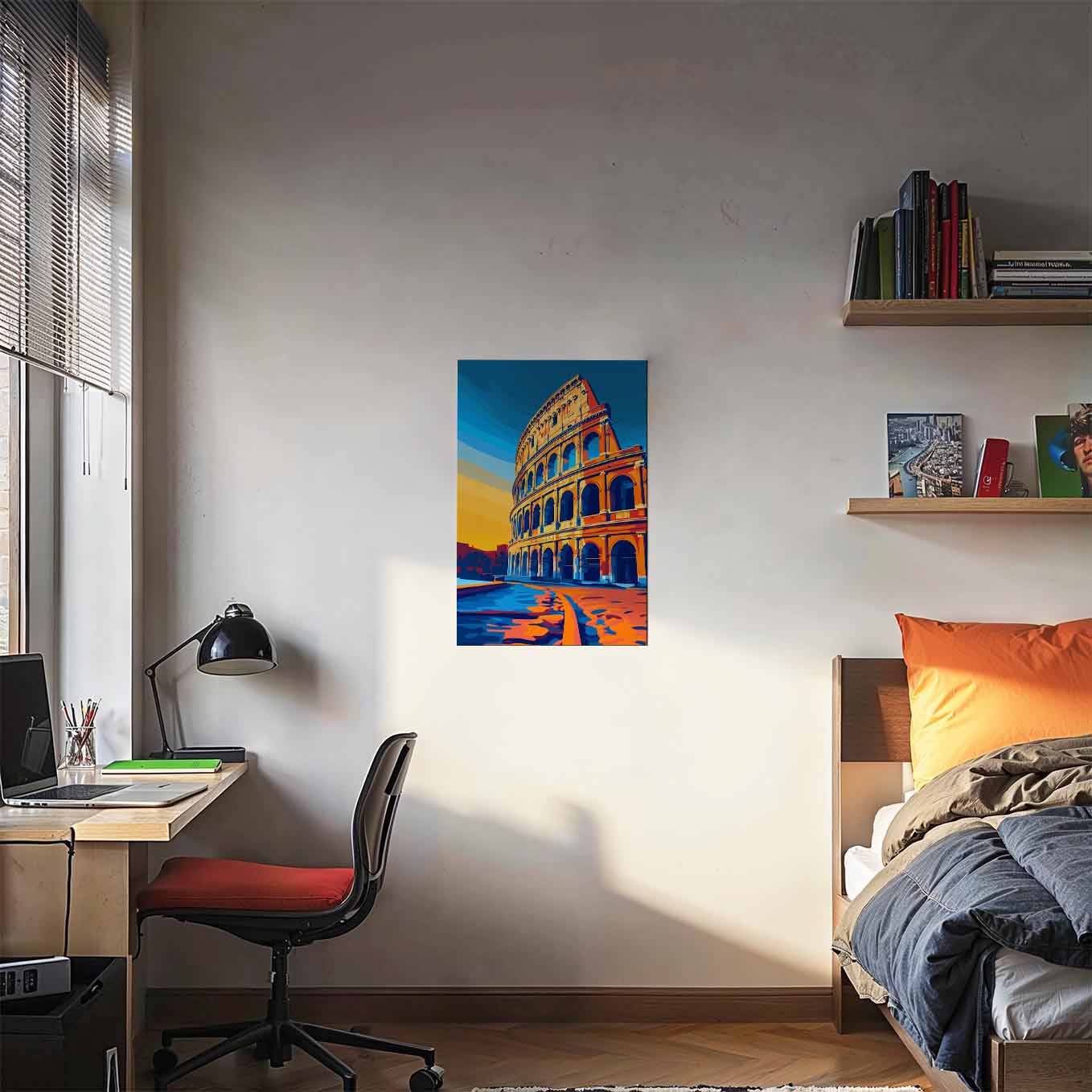 Rome Colosseum Poster - European Landmark 370 GSM with Double Side Tape Ready to Stick Wall Decor