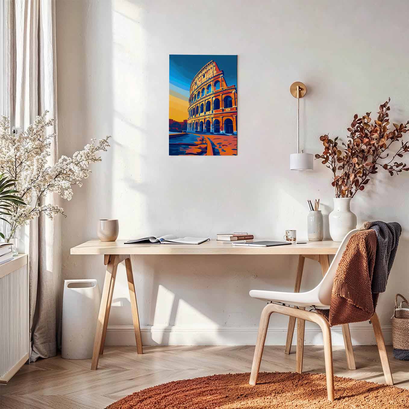 Rome Colosseum Poster - European Landmark 370 GSM with Double Side Tape Ready to Stick Wall Decor