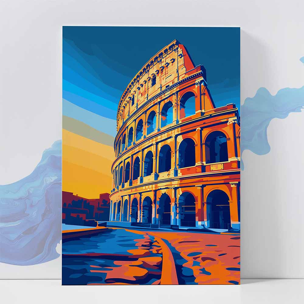 Rome Colosseum Poster - European Landmark 370 GSM with Double Side Tape Ready to Stick Wall Decor