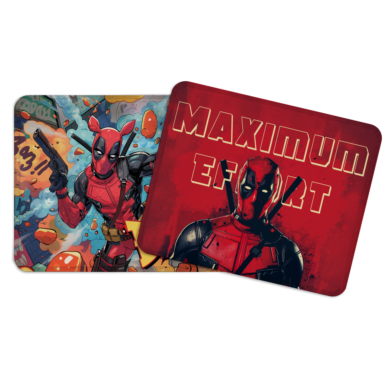 Deadpool Set of 2 Stitched Gaming Mouse Pads with Anti-Slip Rubber Base and Waterproof Surface