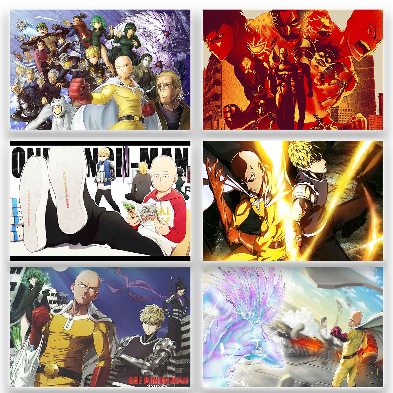 One Punch Man set of 6 Landscape posters (12x18-Inch, 350 GSM) Comes with double sided tape