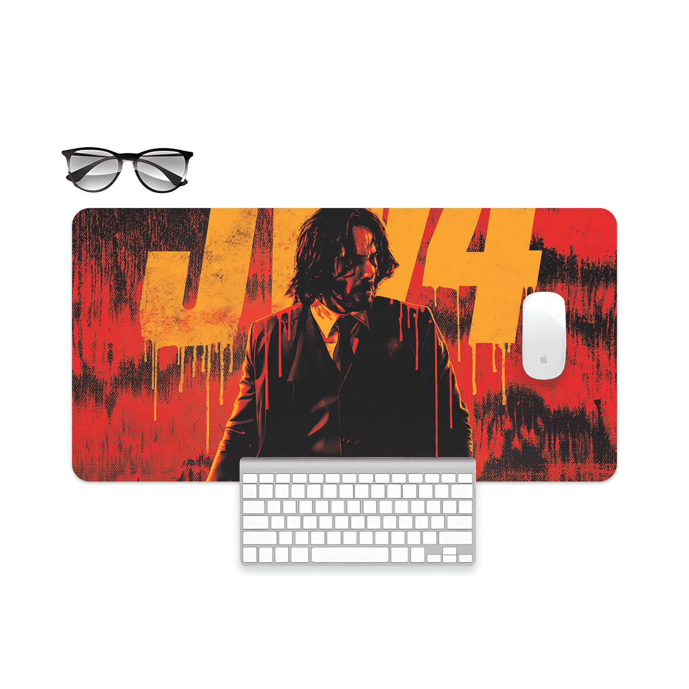 John Wick Abstract Art Mouse Pad - 23.6 x 11 Inches Desk Pad - Gaming and Workstation Mat for Action Franchise Fans - Non-Slip Rubber Base - Smooth Surface for Precise Control