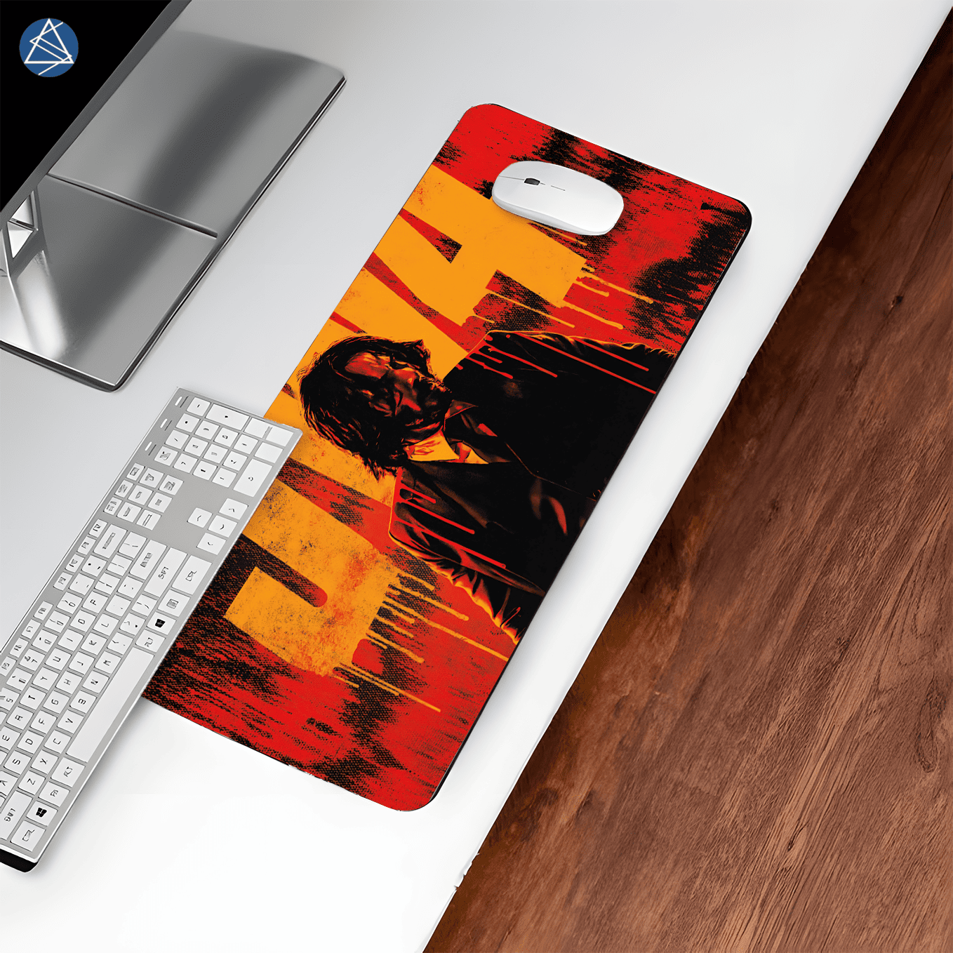 John Wick Abstract Art Mouse Pad - 23.6 x 11 Inches Desk Pad - Gaming and Workstation Mat for Action Franchise Fans - Non-Slip Rubber Base - Smooth Surface for Precise Control