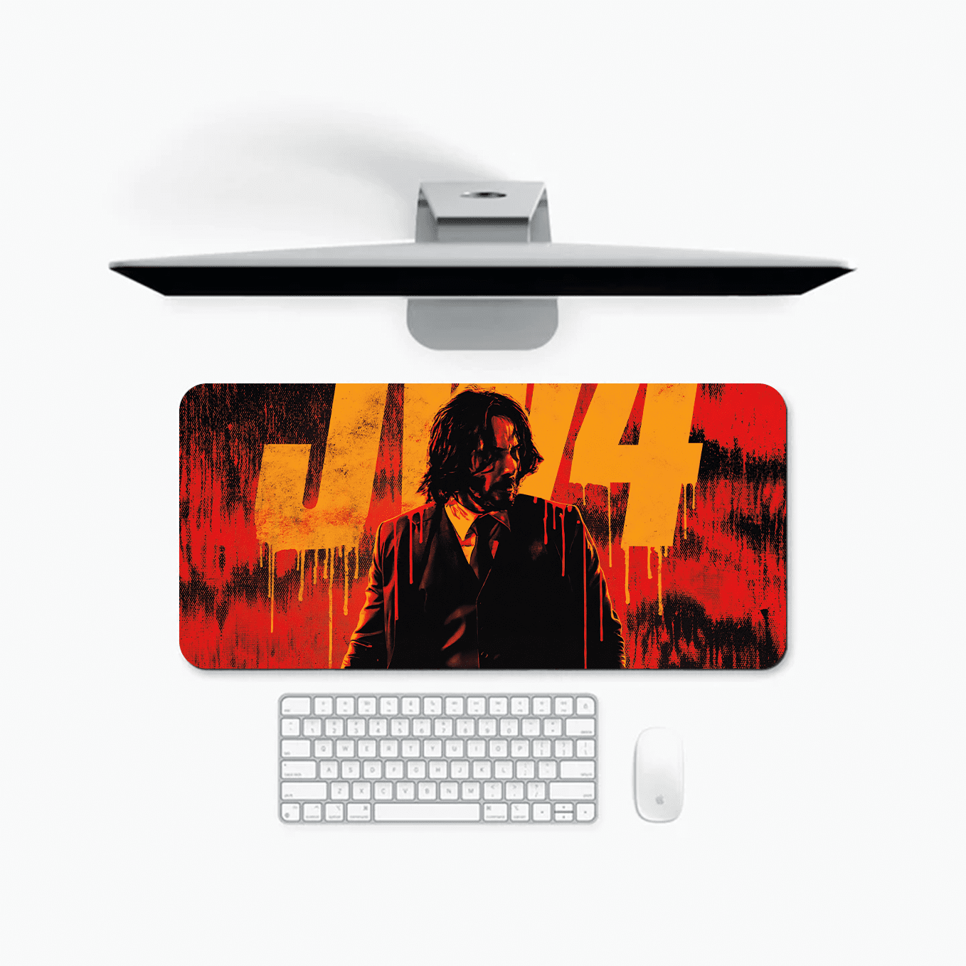 John Wick Abstract Art Mouse Pad - 23.6 x 11 Inches Desk Pad - Gaming and Workstation Mat for Action Franchise Fans - Non-Slip Rubber Base - Smooth Surface for Precise Control