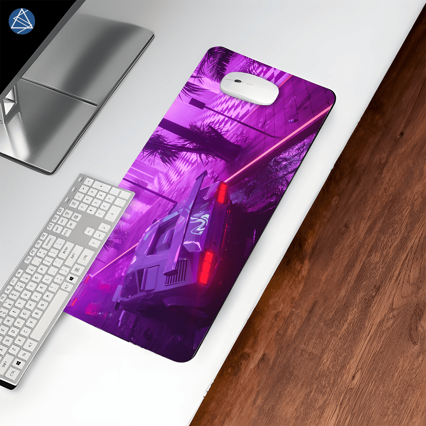 Neon Lights in the city Supersports car Art Mouse Pad - 23.6 x 11 Inches Desk Pad - Gaming and Workstation Mat for Car enthusiasts - Non-Slip Rubber Base - Smooth Surface for Precise Control