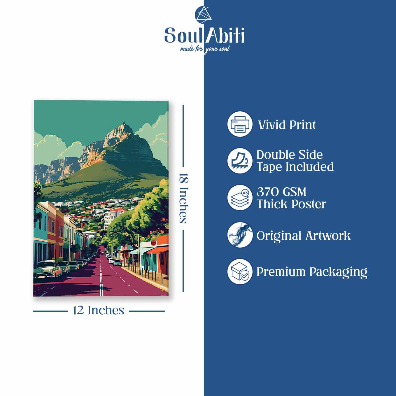 Mountain View Street Poster - Landscape Wall art 370 GSM with Double Side Tape Ready to Stick Wall Decor