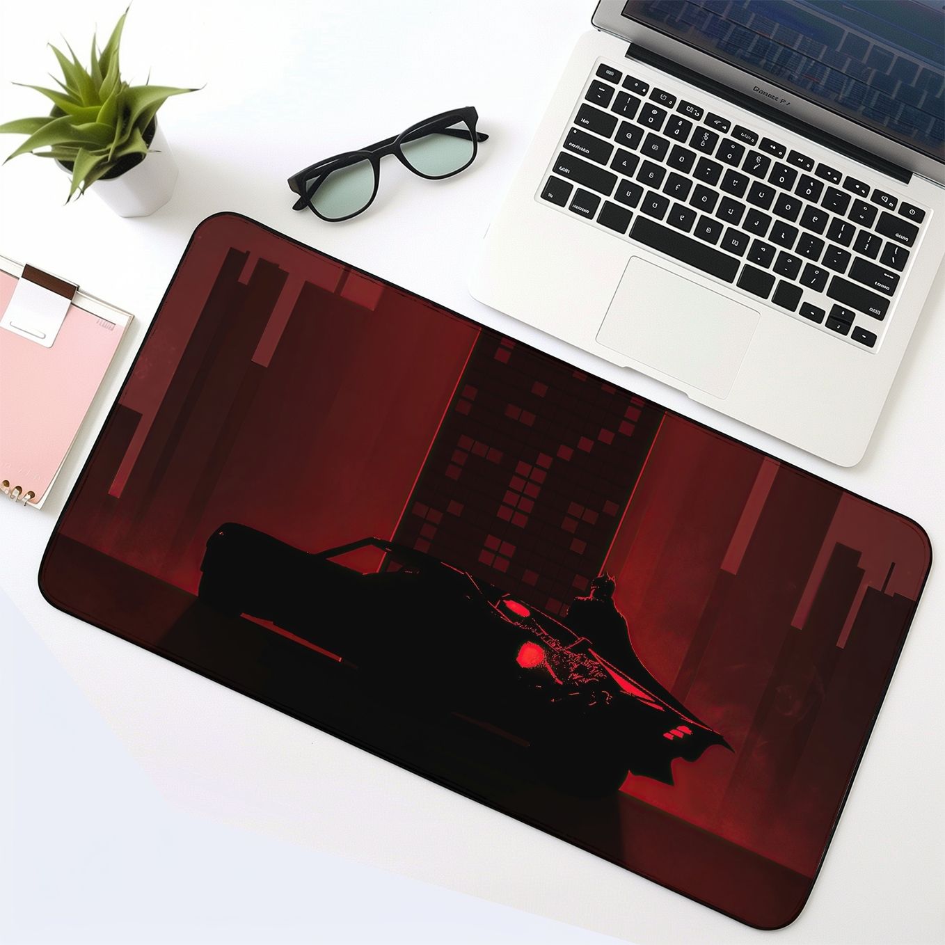 DC Batman The Dark Knight with Batmobile Mouse Pad - 23.6 x 11 Inches Desk Pad - Gaming and Workstation Mat for Dark Knight Fans - Non-Slip Rubber Base - Smooth Surface for Precise Control
