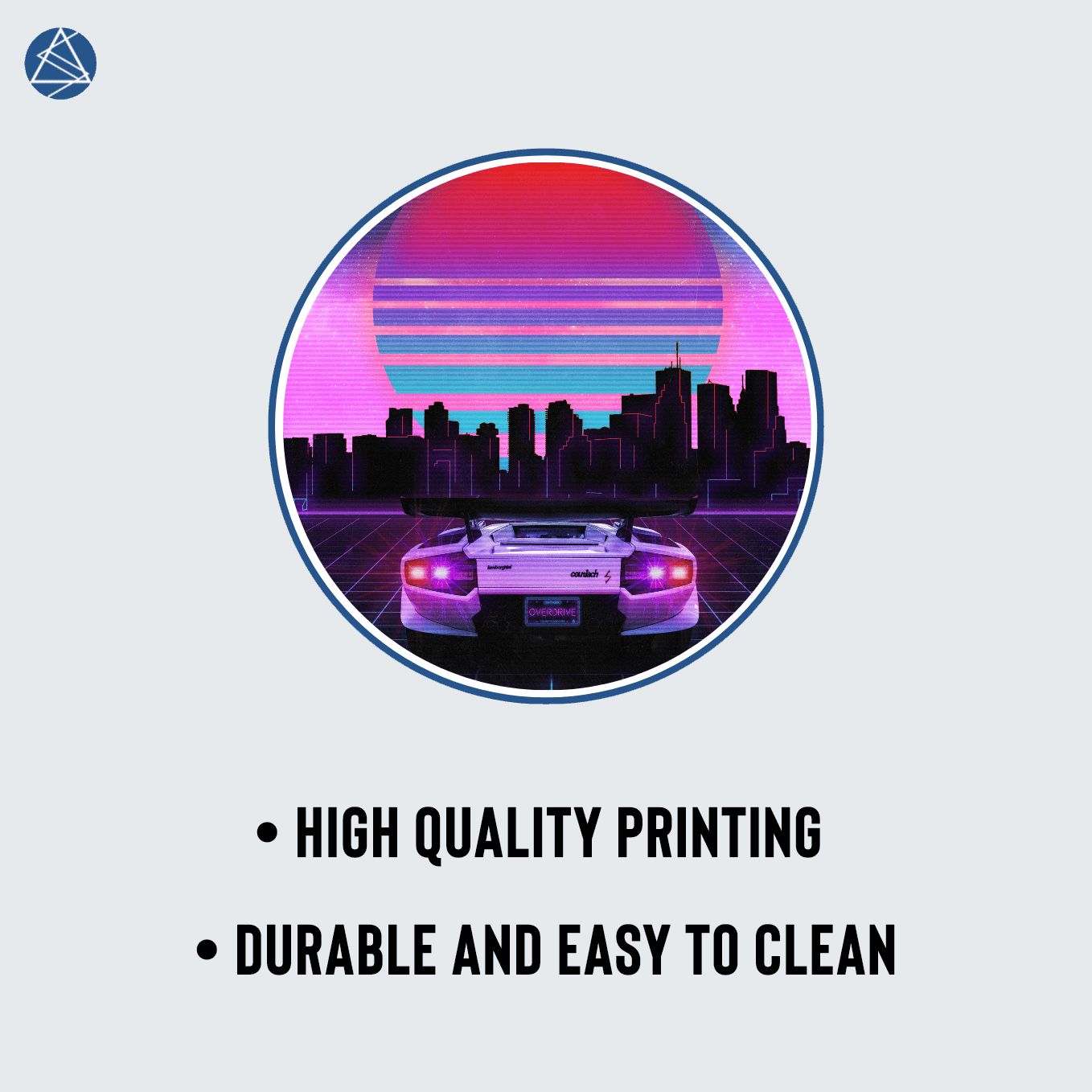 Neon City Retrowave Sportscar Countach Car Digital Art Mouse Pad - 23.6 x 11 Inches Desk Pad - Gaming and Workstation Mat - Non-Slip Rubber Base - Smooth Surface for Precise Control