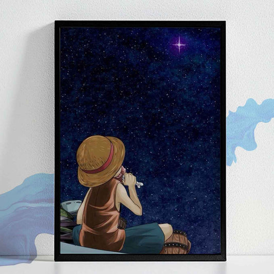 One Piece Child Luffy ambitions Poster Framed 13x19-Inch