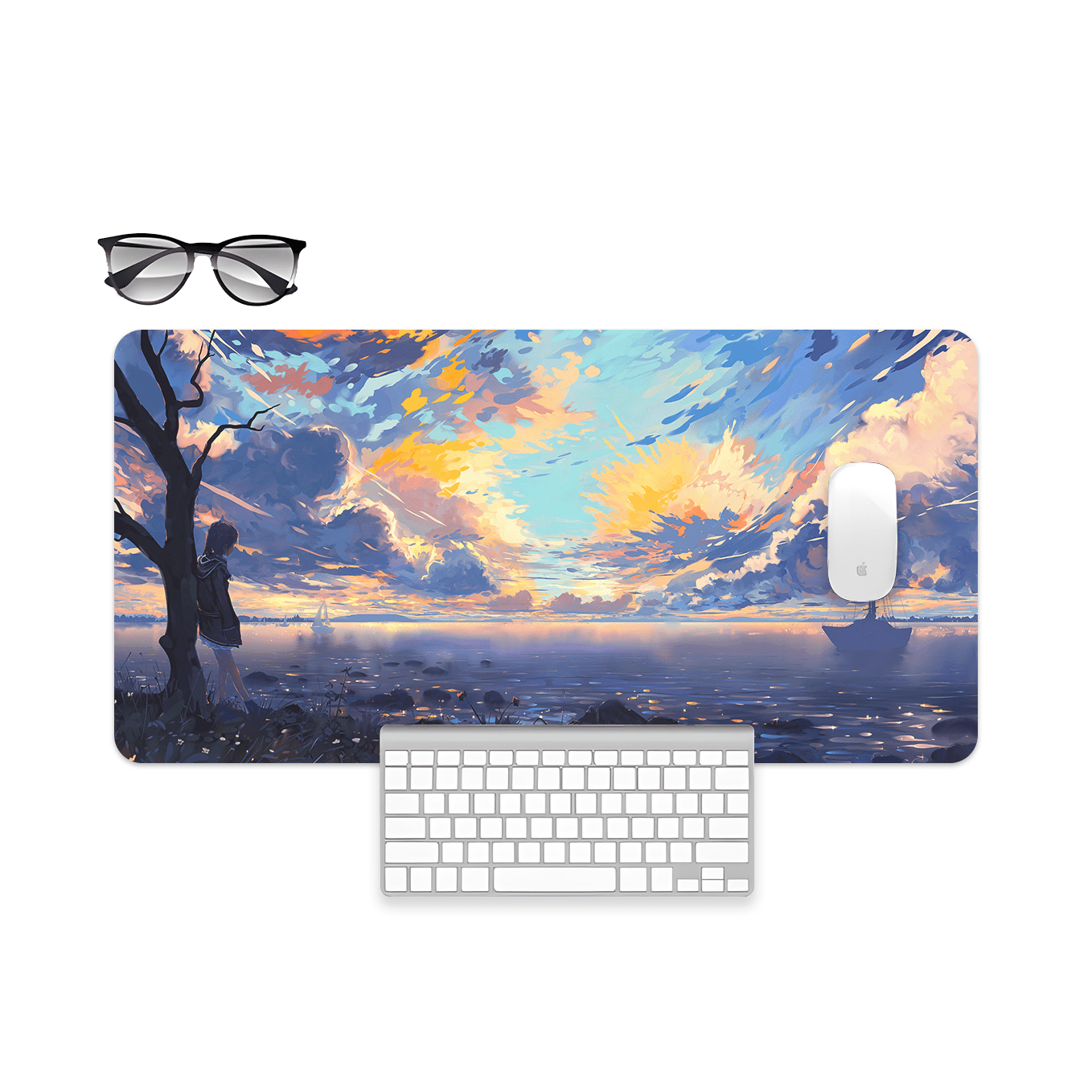 Anime Style Beautiful City Landscape Art Mouse Pad - 23.6 x 11 Inches Desk Pad - Gaming and Workstation Mat for Beautiful Scenery - Non-Slip Rubber Base - Smooth Surface for Precise Control