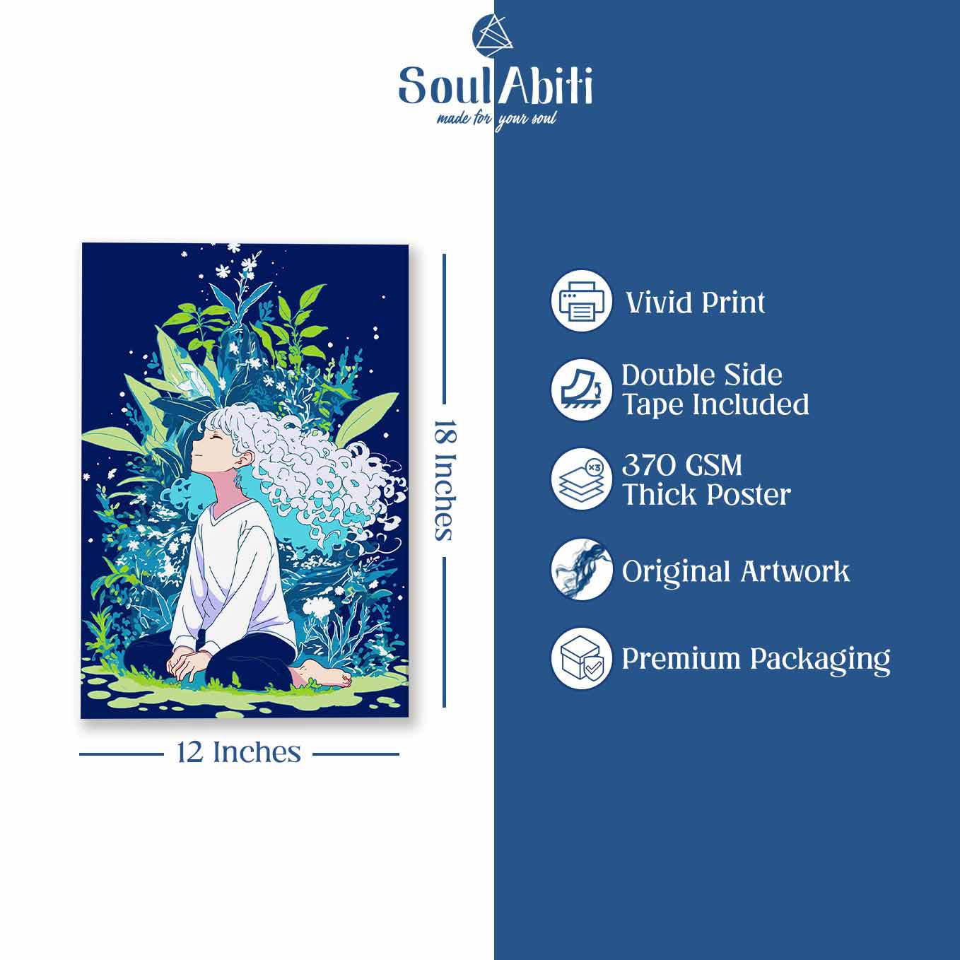 Anime Girl with Nature Fantasy Poster - Wall art 370 GSM with Double Side Tape Ready to Stick Wall Decor