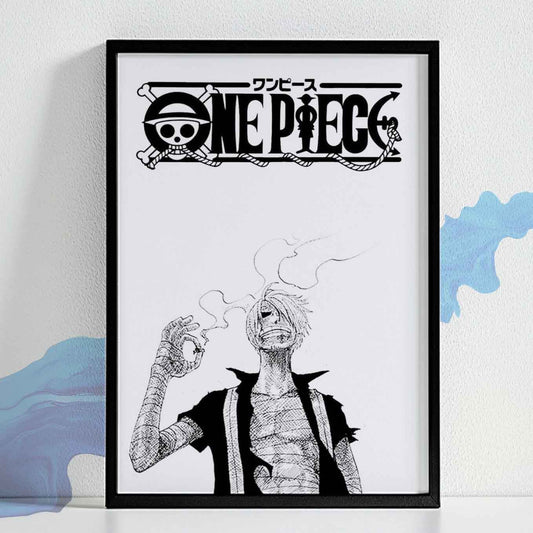 One Piece Sanji smoking Art Framed (13x19 Inches, Plexi-Glass, Textured Frame)