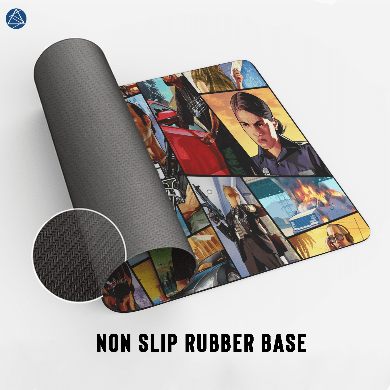 Grand Theft Auto V Art Mouse Pad - 23.6 x 11 Inches Desk Pad - Gaming and Workstation Mat for Action Games Fans - Non-Slip Rubber Base - Smooth Surface for Precise Control