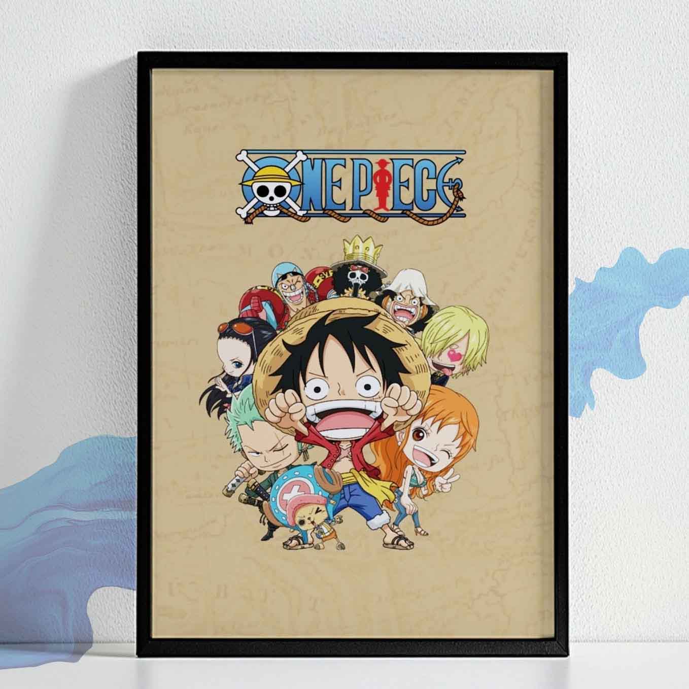 One Piece Cute avatars Poster Art Framed (13x19 Inches, Plexi Glass)