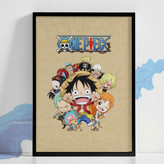 One Piece Cute avatars Poster Art Framed (13x19 Inches, Plexi Glass)