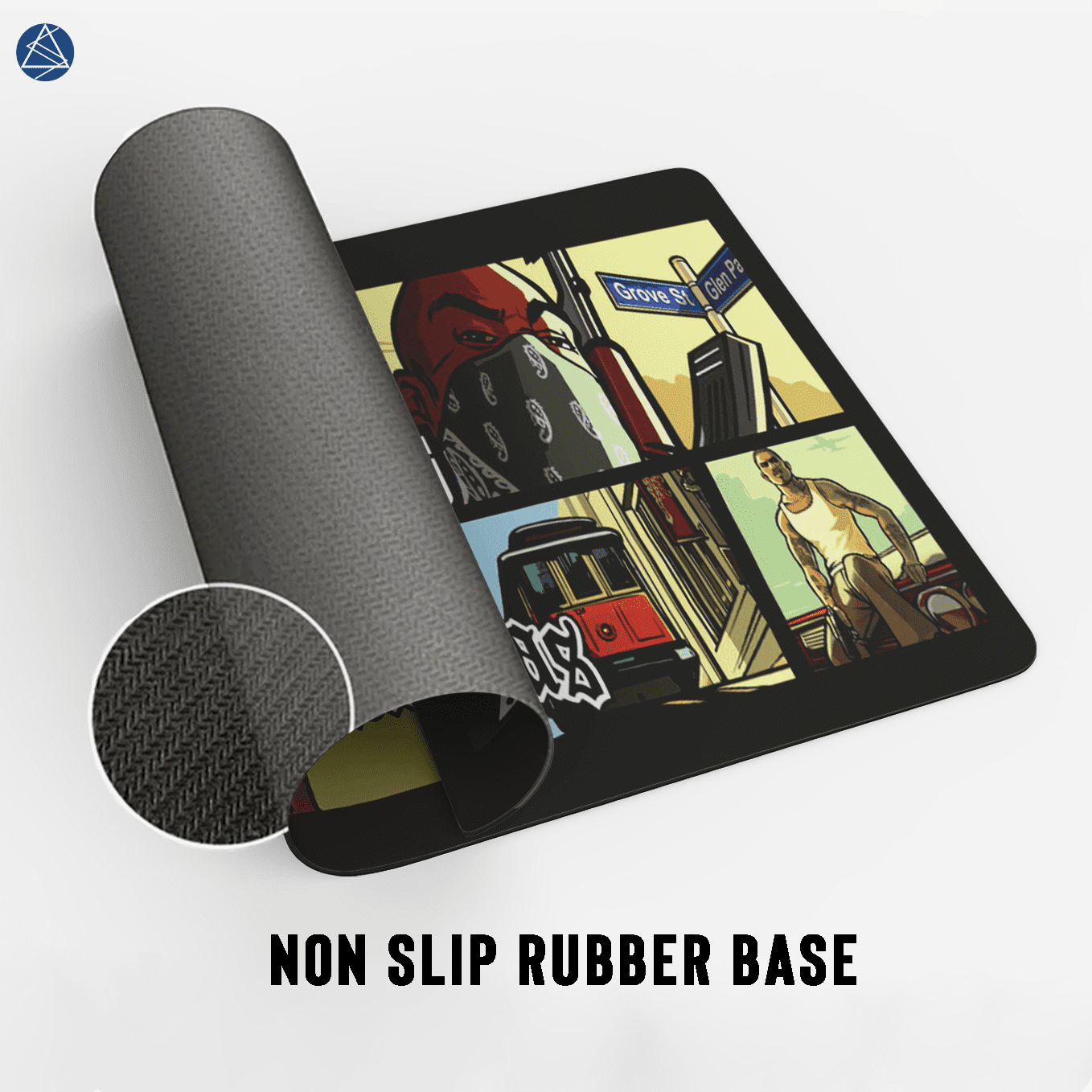 Grand Theft Auto San Andreas Art Mouse Pad - 23.6 x 11 Inches Desk Pad - Gaming and Workstation Mat for Action Games Fans - Non-Slip Rubber Base - Smooth Surface for Precise Control