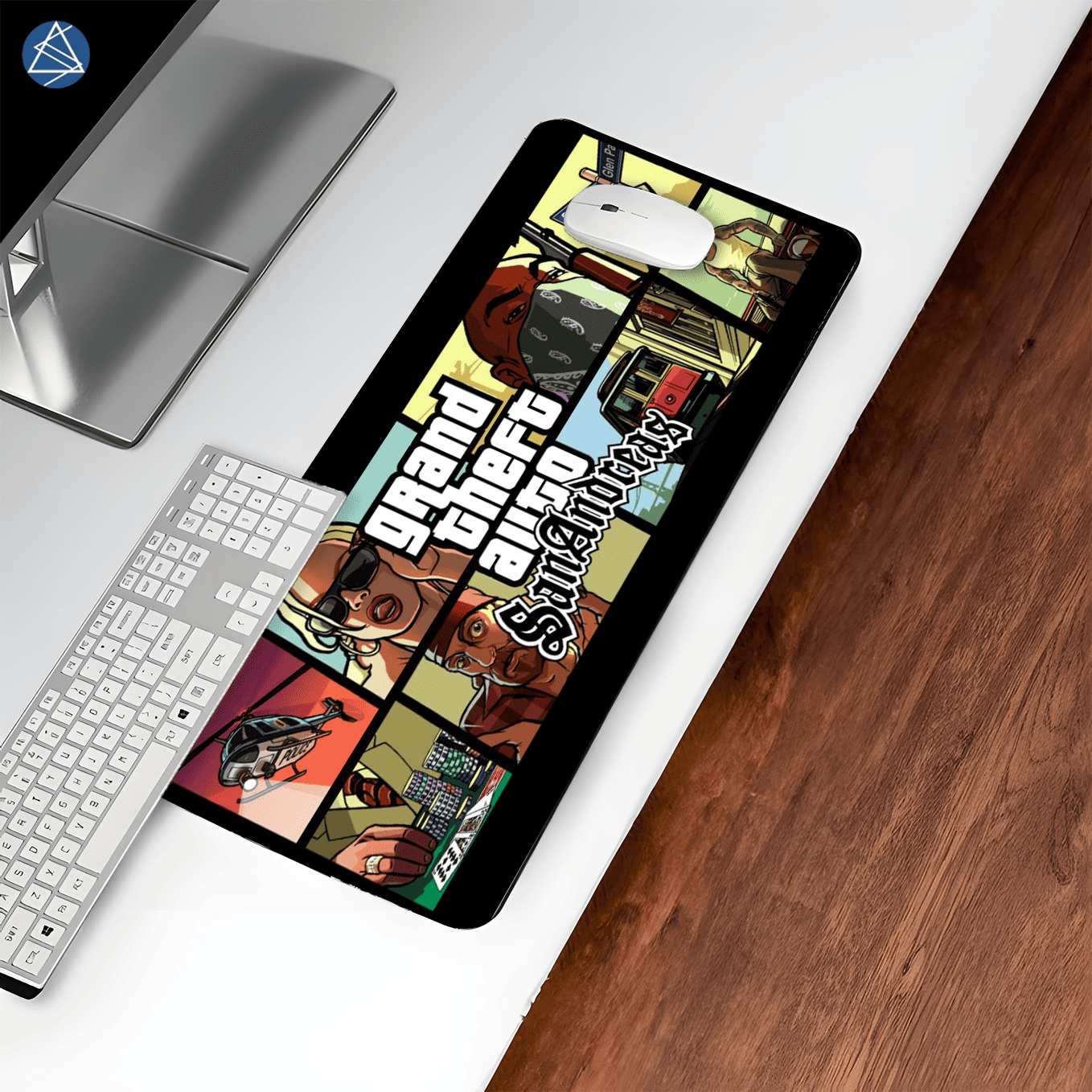 Grand Theft Auto San Andreas Art Mouse Pad - 23.6 x 11 Inches Desk Pad - Gaming and Workstation Mat for Action Games Fans - Non-Slip Rubber Base - Smooth Surface for Precise Control