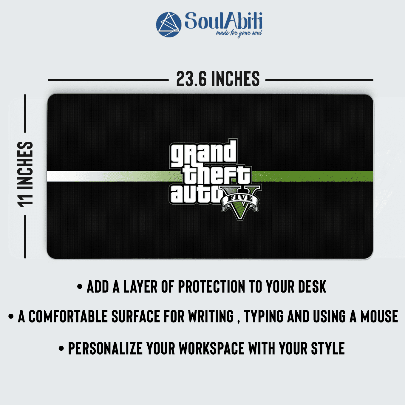 Grand Theft Auto V Textured Art Mouse Pad - 23.6 x 11 Inches Desk Pad - Gaming and Workstation Mat for Action Games Fans - Non-Slip Rubber Base - Smooth Surface for Precise Control