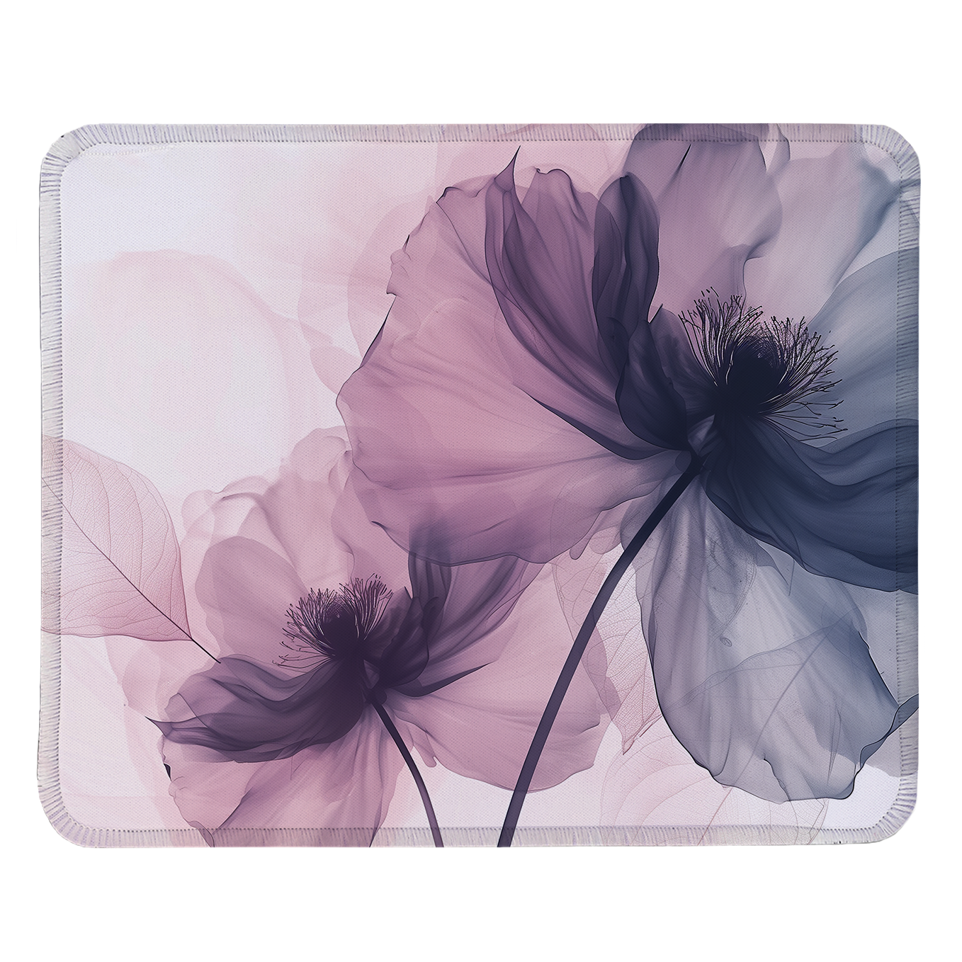 Red and Violet Poppy Flowers – Set of 2 Stitched Gaming Mouse Pads with Anti-Slip Rubber Base and Waterproof Surface