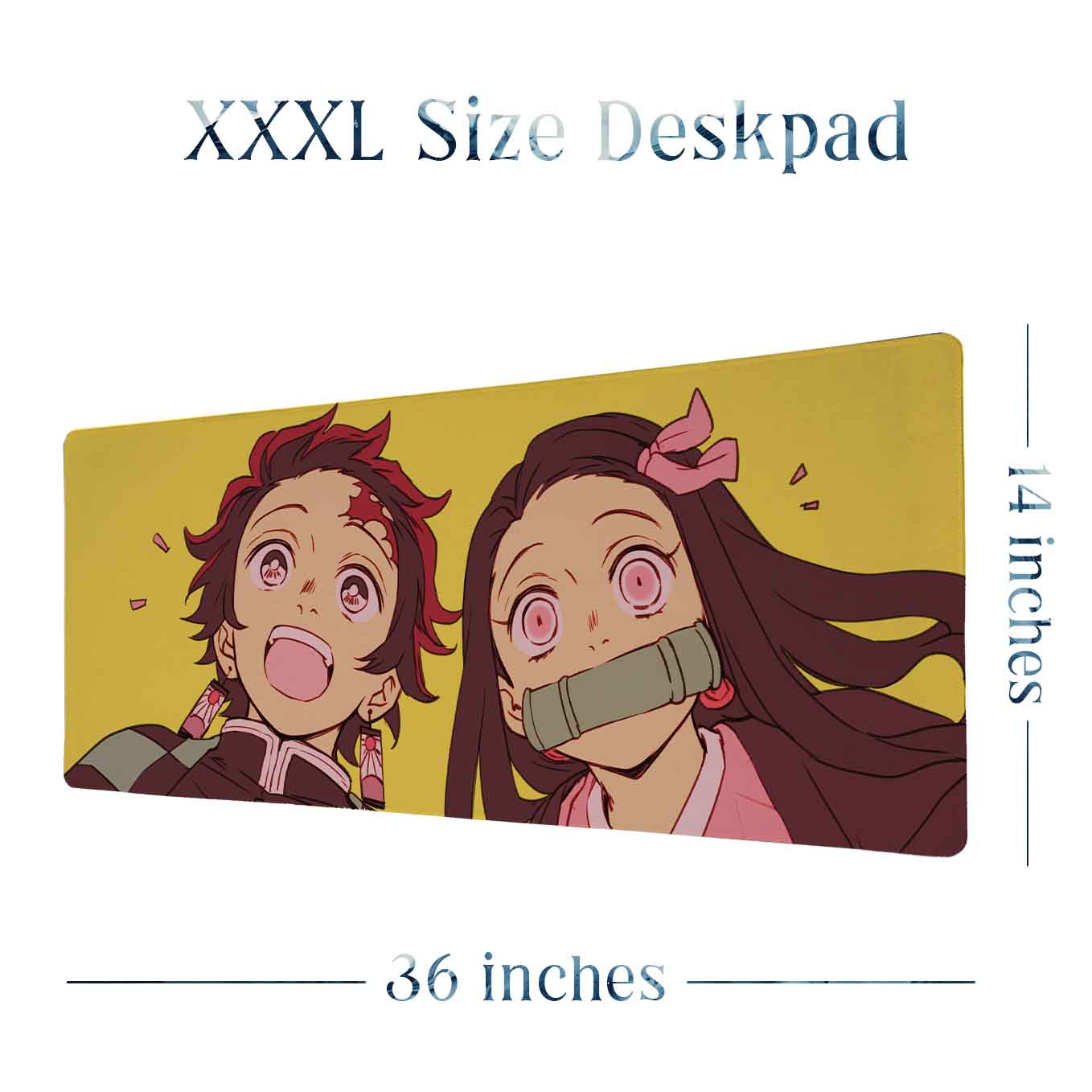Tanjiro Nezuko XXXL Deskpad – 36x14 Inches Extra Large Mouse Pad with Non-Slip Rubber base, Stitched Edges, Waterproof Surface – Ideal for Gaming and Office Desk