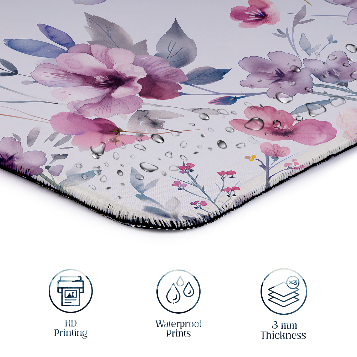Bright Garden Bloom – Set of 2 Stitched Gaming Mouse Pads with Anti-Slip Rubber Base and Waterproof Surface