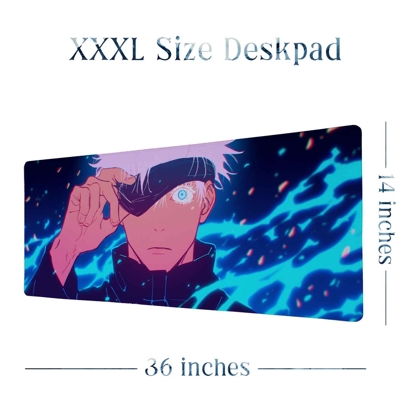 Gojo Domain Expansion Anime XXXL Deskpad – 36x14 Inches Extra Large Mouse Pad with Non-Slip Rubber base, Stitched Edges, Waterproof Surface – Ideal for Gaming and Office Desk