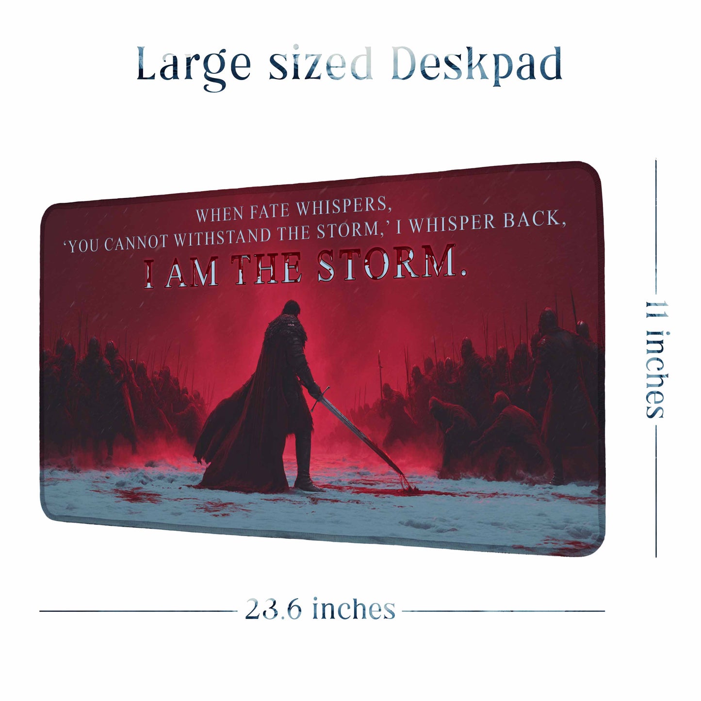 I Am the Storm Warrior Deskpad 23.6 x 11 Inches – Red Battle Design for Strength & Resilience Office and Gaming Setup