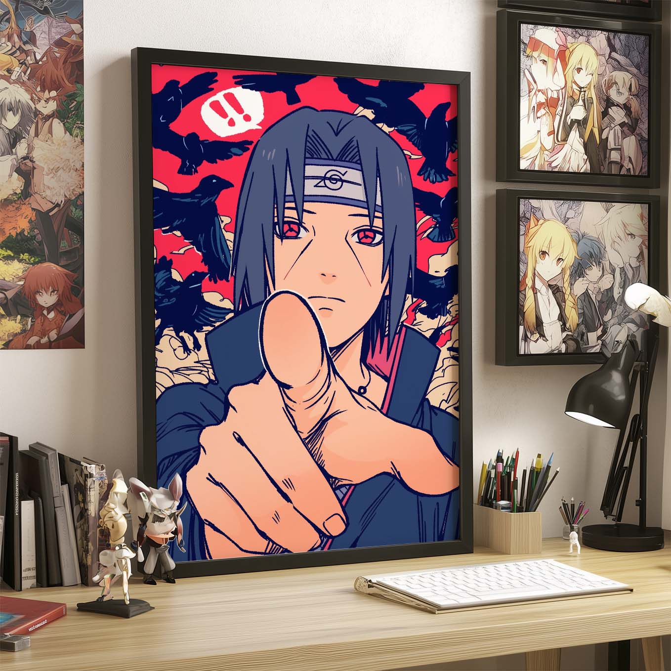 Itachi Uchiha Leaf Village Ninja Poster art framed 12x18-Inch, Plexi-Glass