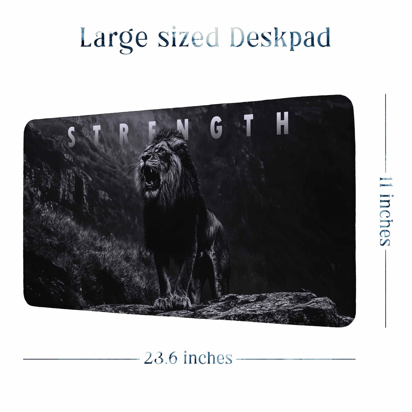 Focus Motivational Tiger Deskpad 23x11 Inches – Bold Black Animal Art for Office and Gaming Setup