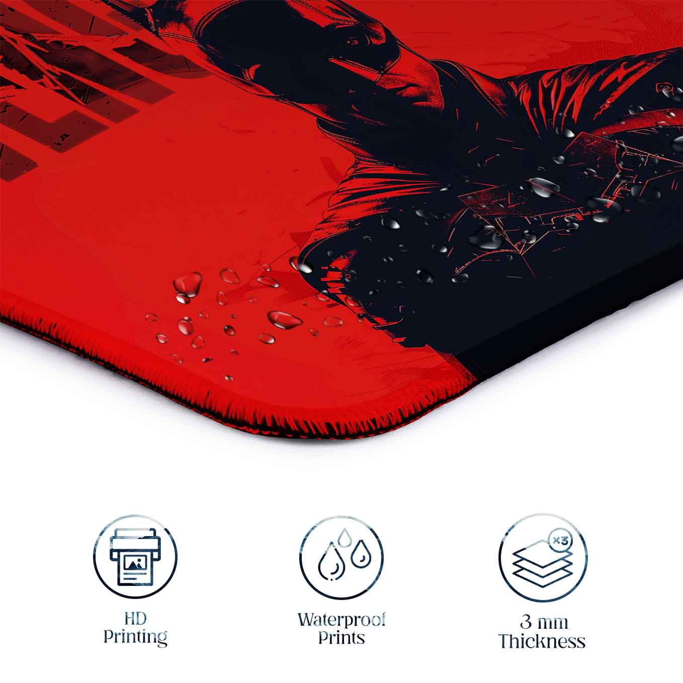 Batman Set of 2 Stitched Gaming Mouse Pads with Anti-Slip Rubber Base and Waterproof Surface