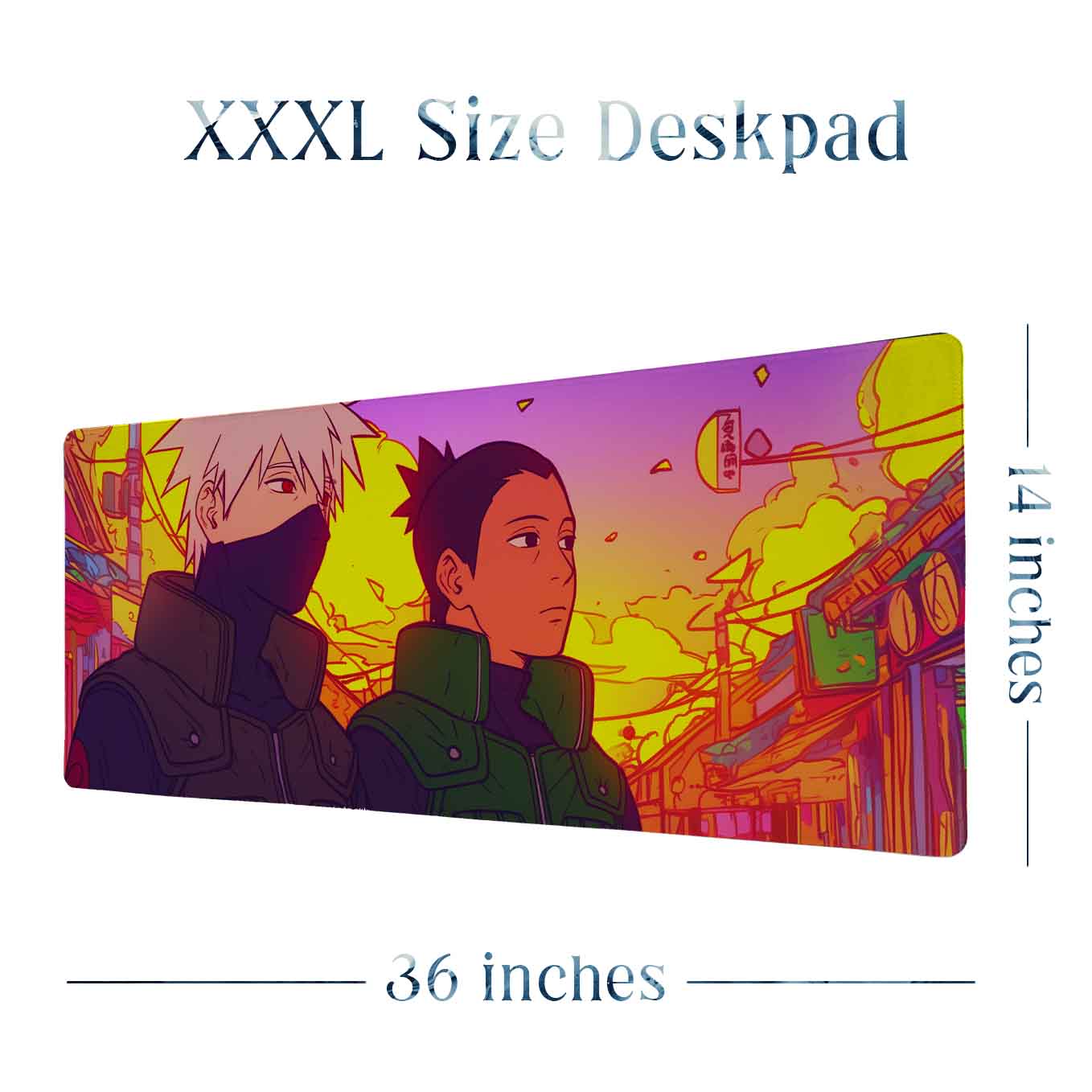 Kakashi Shikamaru Anime XXXL Deskpad – 36x14 Inches Extra Large Mouse Pad with Non-Slip Rubber base, Stitched Edges, Waterproof Surface – Ideal for Gaming and Office Desk