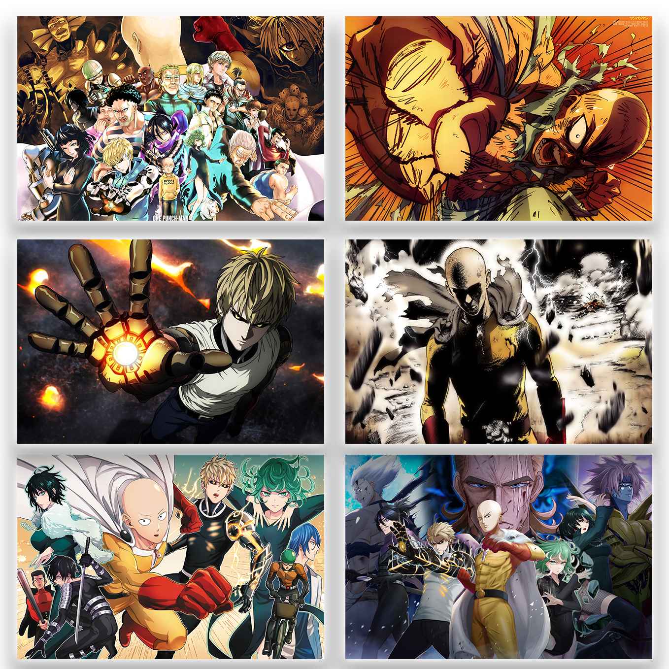 One Punch Man set of 10 Landscape posters (12x18-Inch, 350 GSM) Comes with Double sided tape