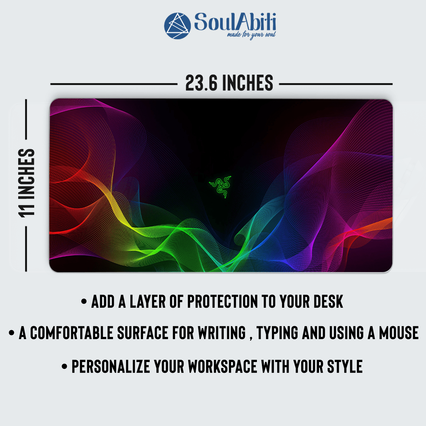 Gaming Mouse pad, Long XL Extended Desk Table Mat Mousepad Size: 23.6x11 inches 3mm thick Mousepad (Multicolor)