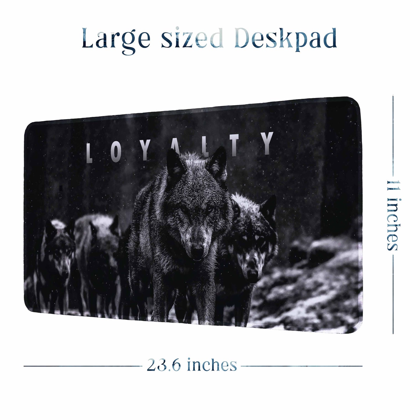 Loyalty Motivational Wolf Deskpad 23x11 Inches – Bold Black Animal Art for Office and Gaming Setup