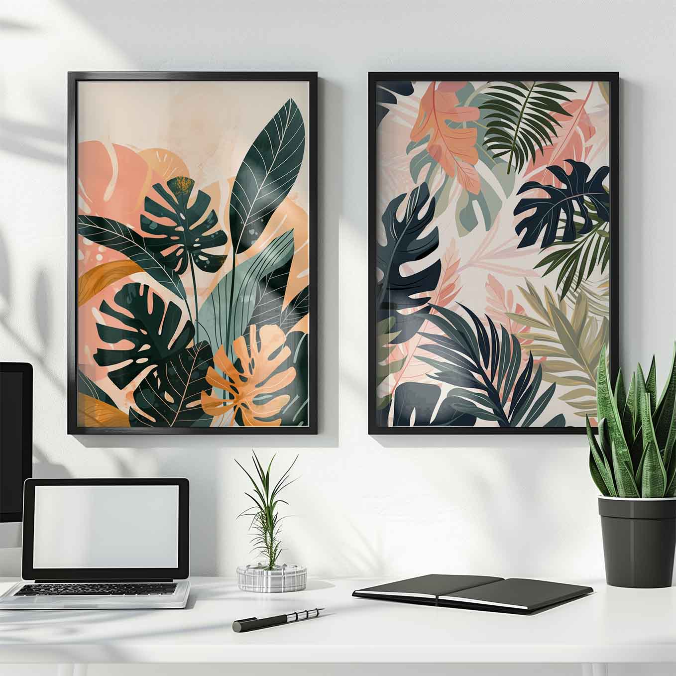 Monstera Haven Wall Art - Set of 2 Botanical Prints | Modern Nature-Inspired Decor for Living Room & Office