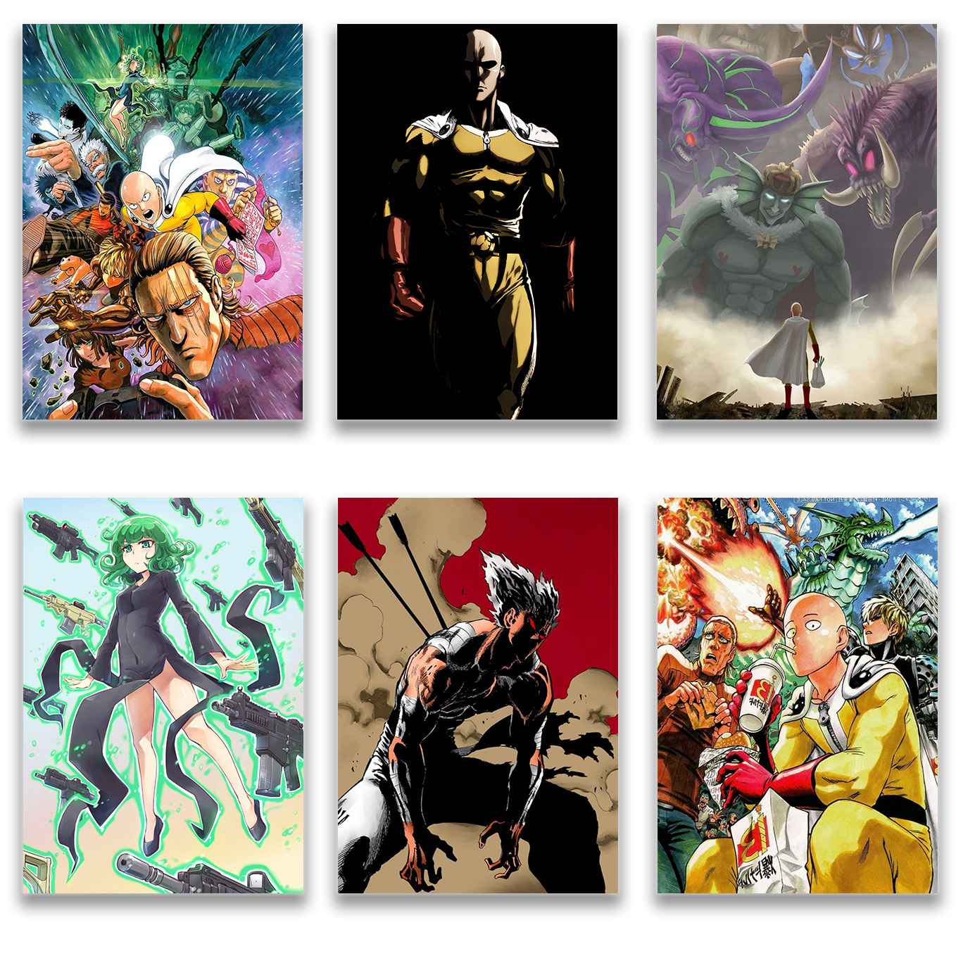 One Punch Man set of 10 Portrait posters ( 12x18, 350 GSM ) Comes with double sided tape