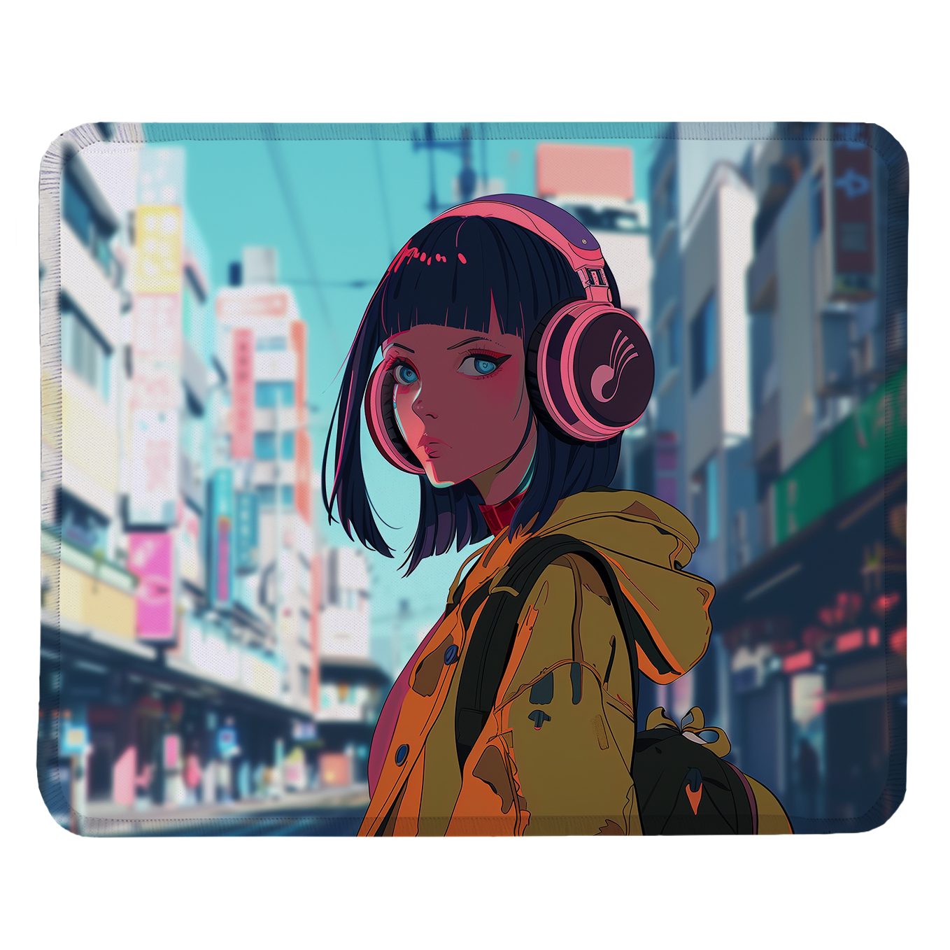 Street Style Skateboard and Girl – Set of 2 Stitched Anime Theme Gaming Mouse Pads with Anti-Slip Rubber Base and Waterproof Surface