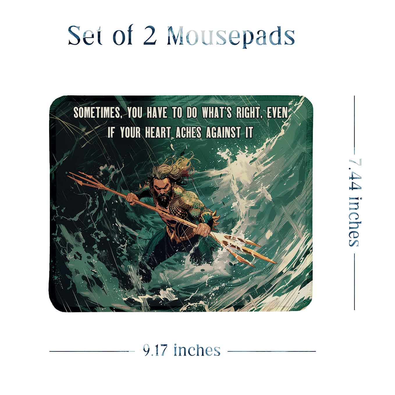 Aquaman Set of 2 Stitched Gaming Mouse Pads with Anti-Slip Rubber Base and Waterproof Surface