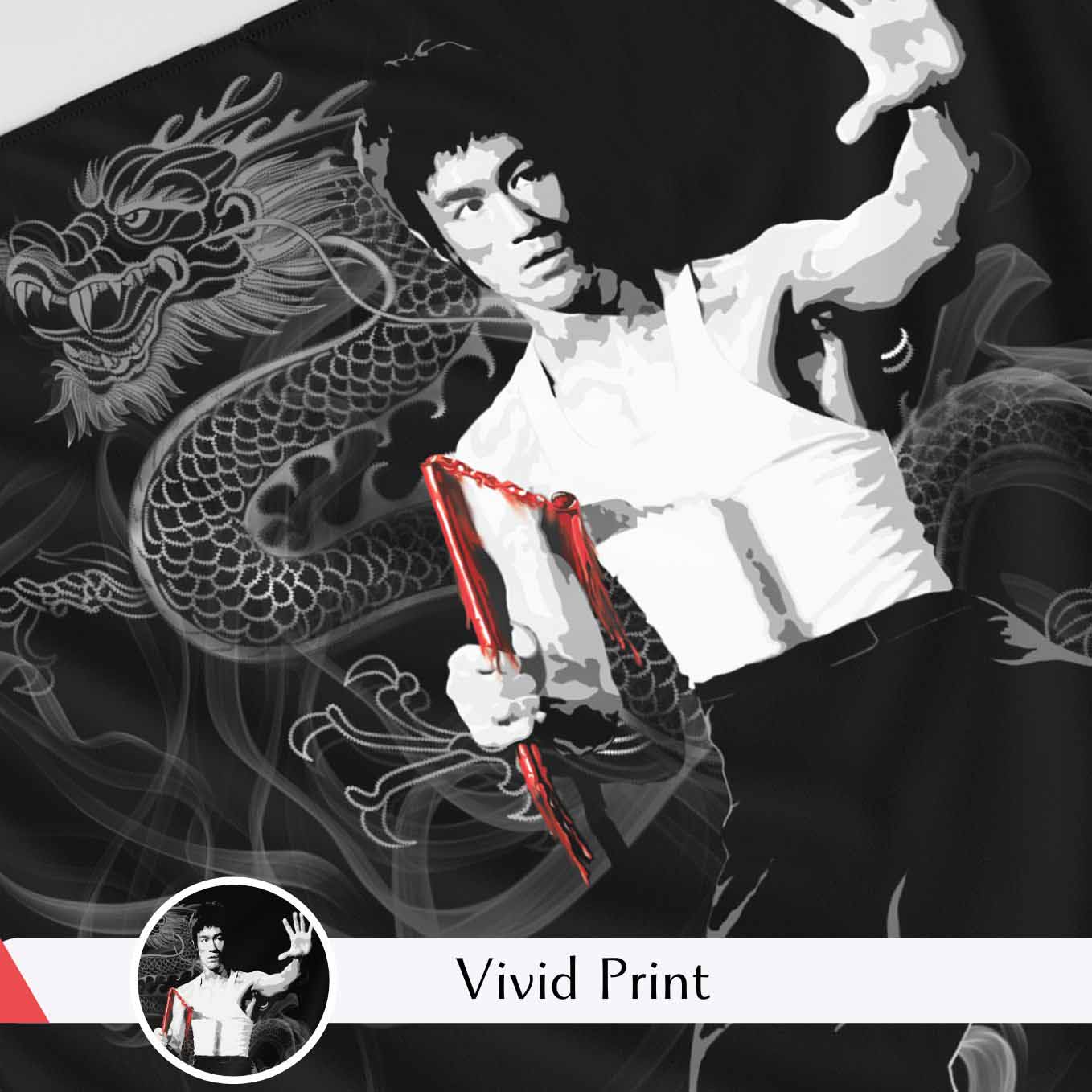 Bruce Lee Motivational Tapestry - 73x43 Inches Inspirational Wall Hanging, Premium Polyester Fabric, Vivid Print, Machine Washable, Durable and Lightweight for Gym, Office, or Home Décor