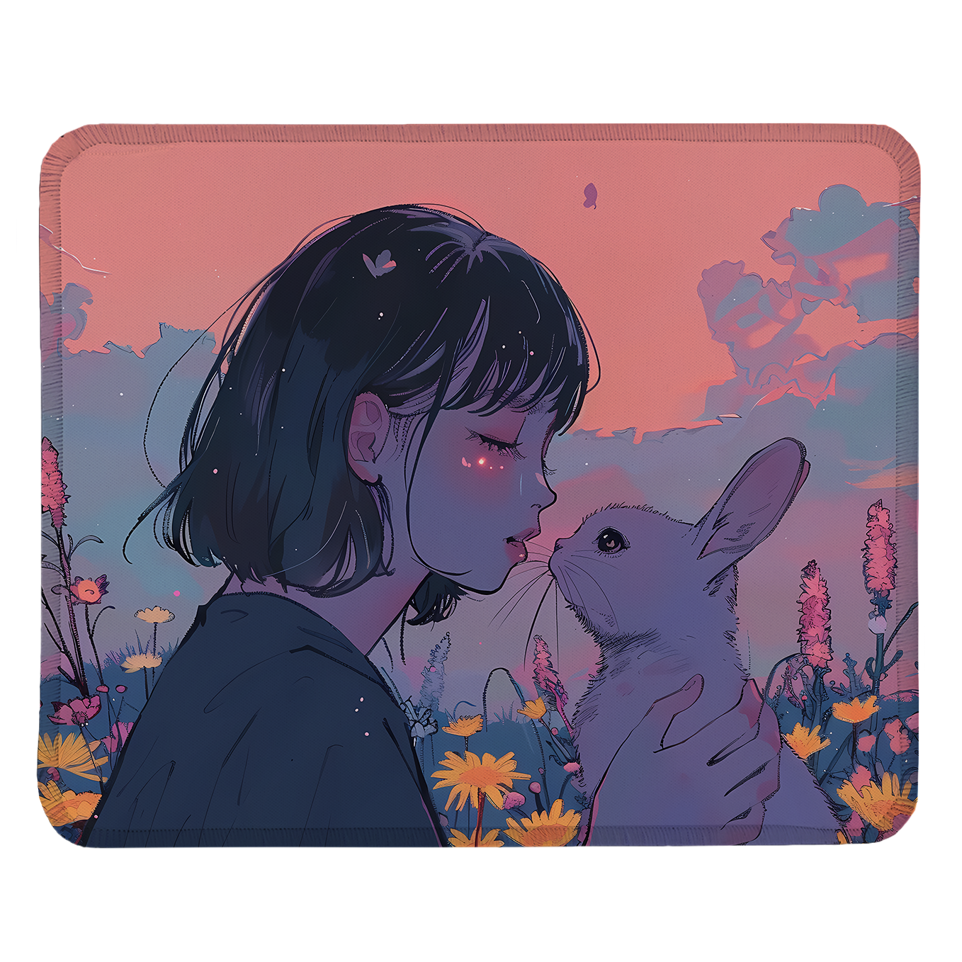 Soft Whispers – Set of 2 Stitched Anime Theme Gaming Mouse Pads with Anti-Slip Rubber Base and Waterproof Surface