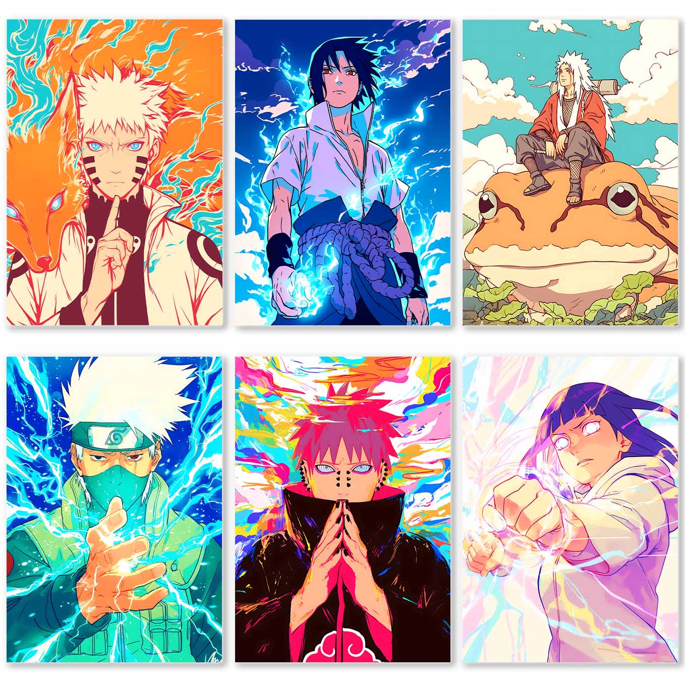 SoulAbiti Anime Inspired Set of 20 Posters for Wall Art | Minimal Ninja Warrior A4 Size