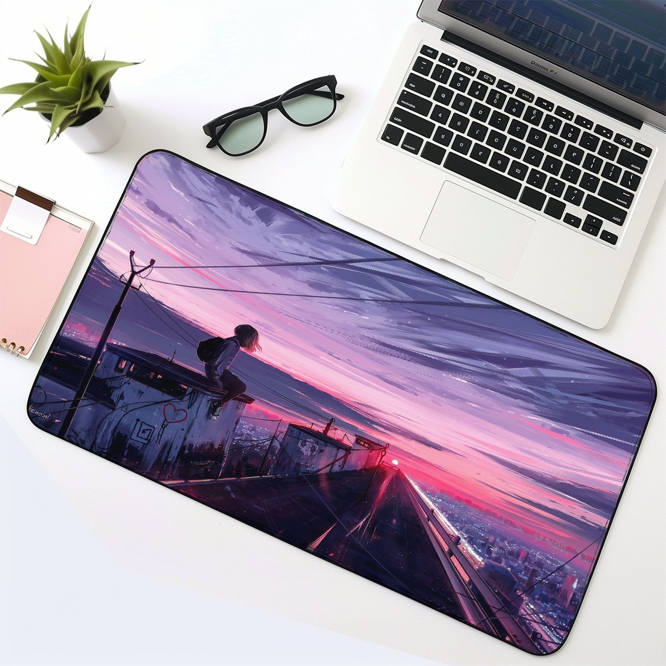 Anime Style Beautiful Landscape Art Mouse Pad - 23.6 x 11 Inches Desk Pad - Gaming and Workstation Mat for Beautiful Scenery - Non-Slip Rubber Base - Smooth Surface for Precise Control