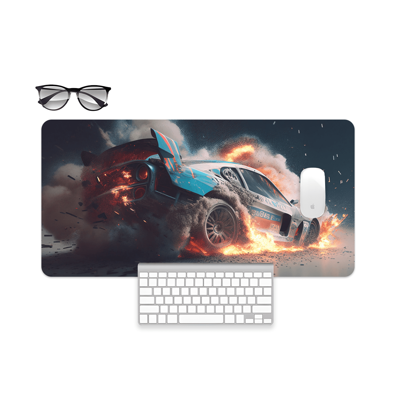 Forza Sports car Drift Art Mouse Pad - 23.6 x 11 Inches Desk Pad - Gaming and Workstation Mat for Racing Fans - Non-Slip Rubber Base - Smooth Surface for Precise Control