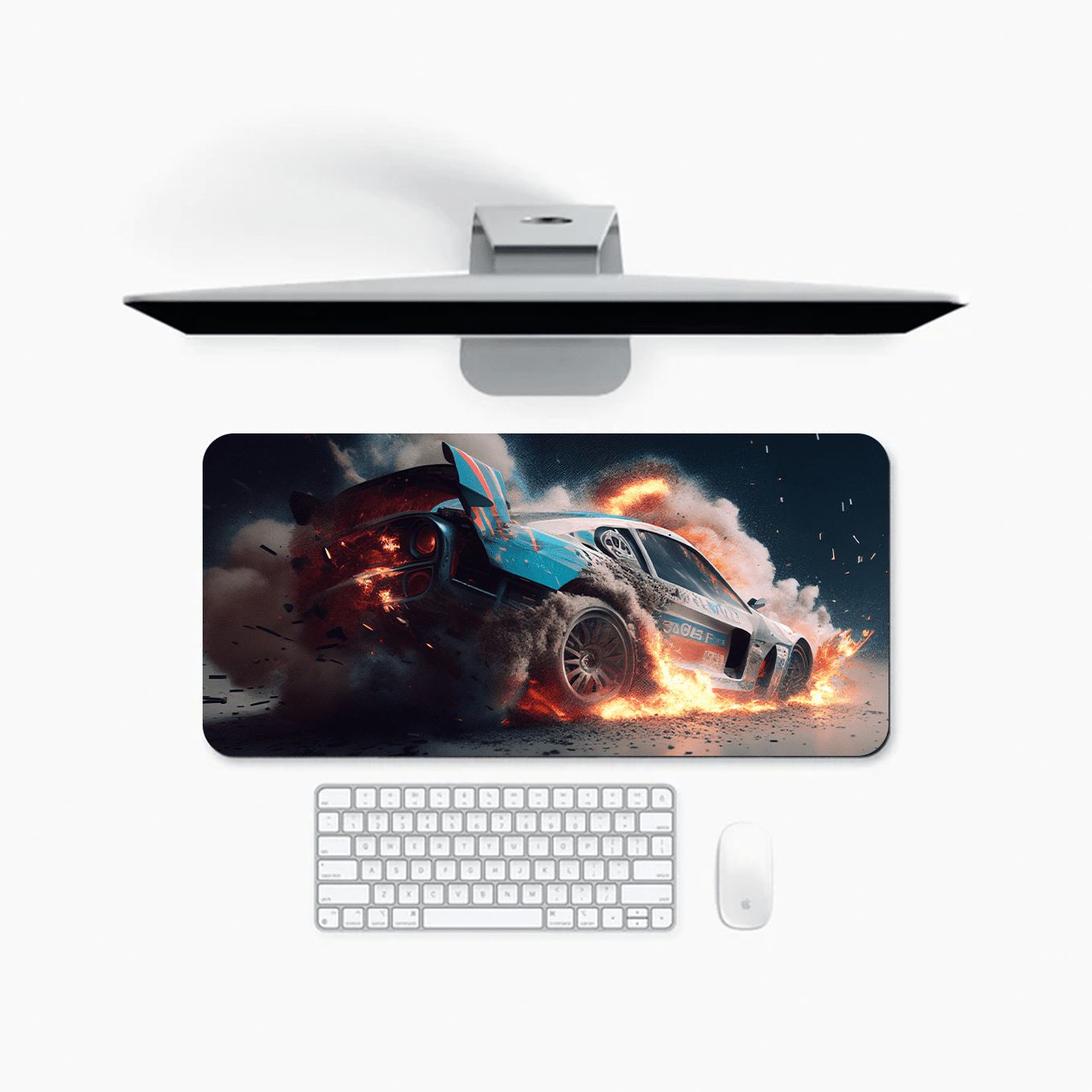 Forza Sports car Drift Art Mouse Pad - 23.6 x 11 Inches Desk Pad - Gaming and Workstation Mat for Racing Fans - Non-Slip Rubber Base - Smooth Surface for Precise Control