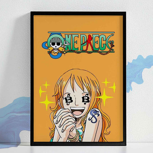 One Piece Nami Poster Art Framed (13x19 Inches, Plexi-Glass, Textured Frame)