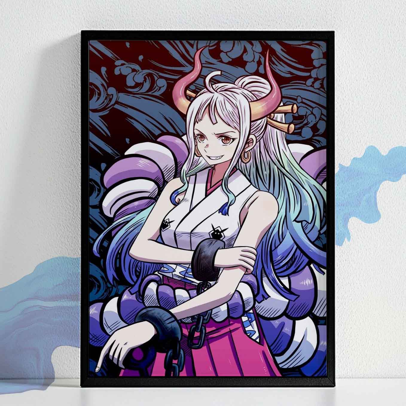 One Piece Devil Princess Yamato Poster Art Framed (13x19 Inches, Plexi Glass)